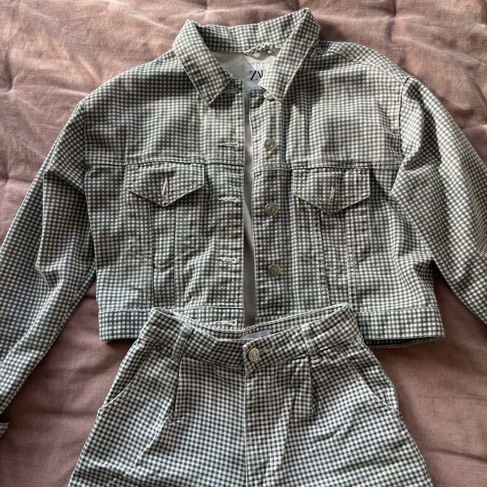Zara Checkered Jacket and Shorts Set - Picture 4 of 9